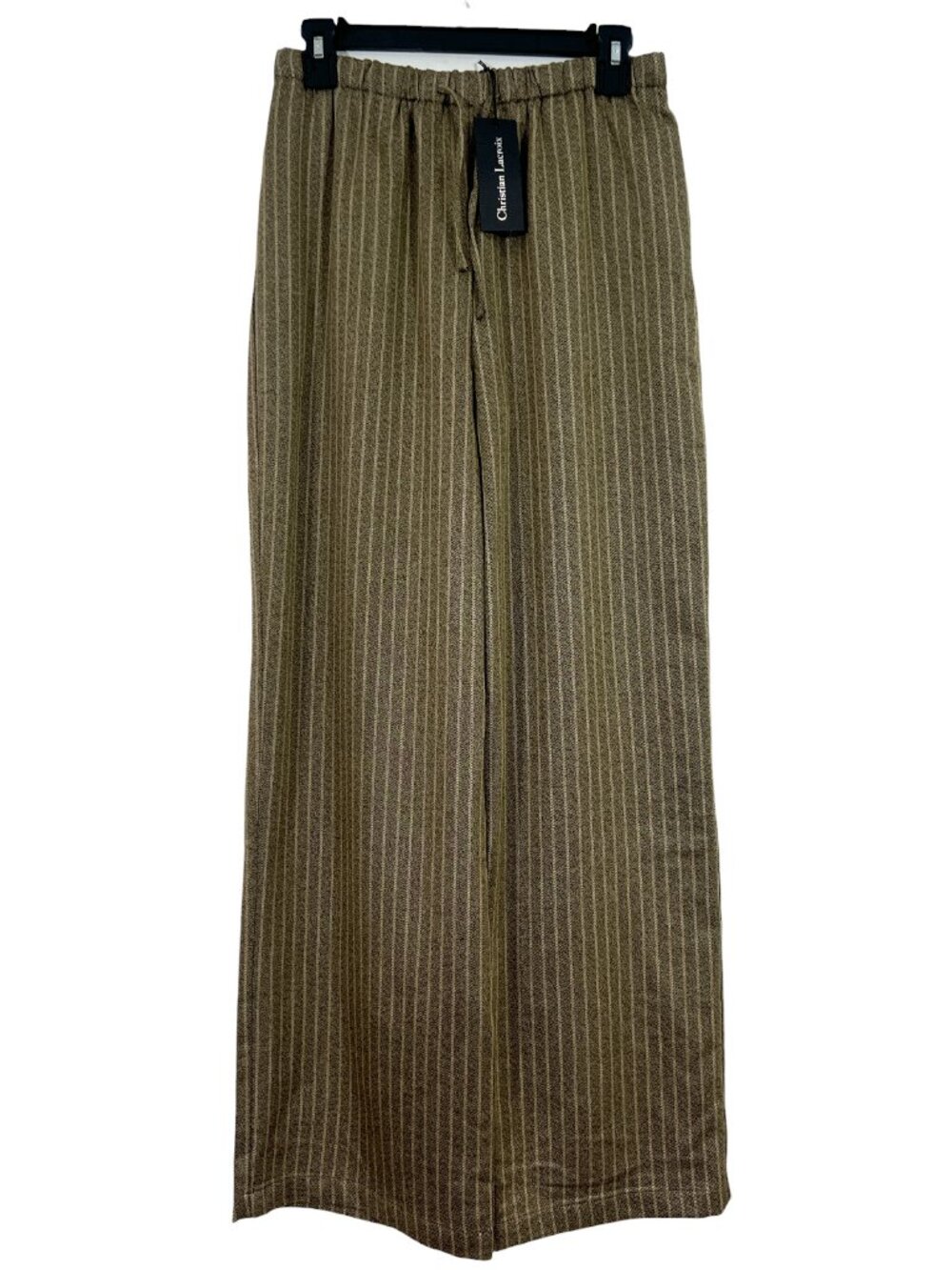 Christian Lacroix Stripe Wide Leg Pull On Pants Brown Size Small New